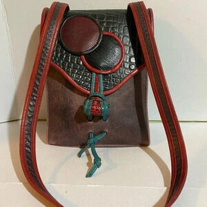 Handcrafted multicolor leather shoulder handbag